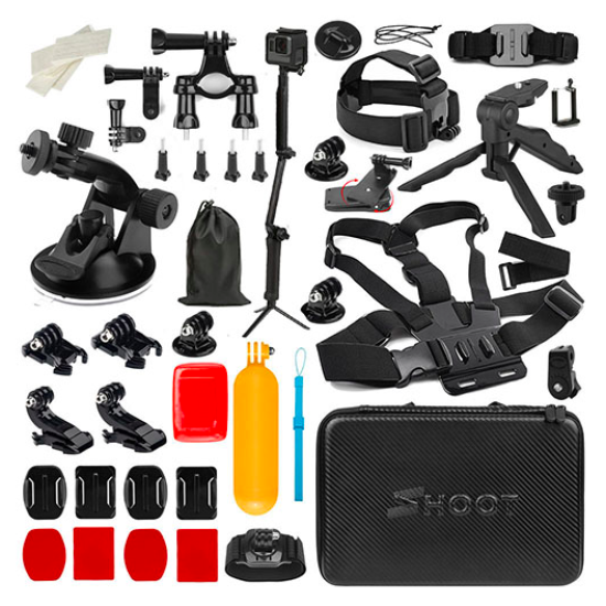 MEGA Pachet de Accesorii SHOOT pentru GoPro HERO 4/5/6/7 , Sony, SJcam, Yi