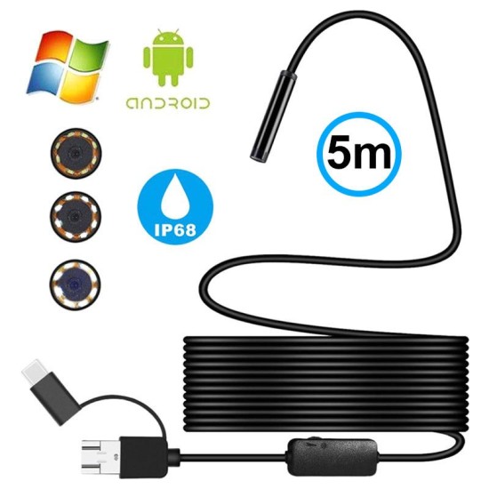 Camera Endoscop 2 m - USB, MicroUSB, HD, Waterproof