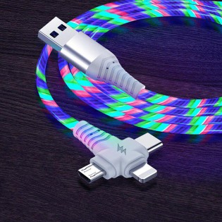 Cablu USB RGB 3 in 1 (Lightning / Type-C / Micro USB) Cablu USB RGB 3 in 1 (Lightning / Type-C / Micro USB)