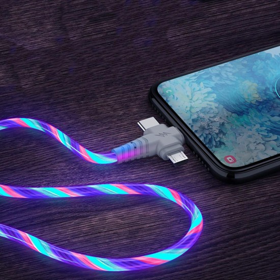 Cablu USB RGB 3 in 1 (Lightning / Type-C / Micro USB)