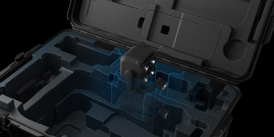 Exemplu grafic în care sarcina utilă DJI Zenmuse S1 se potrivește în geanta de transport pentru DJI Matrice 400